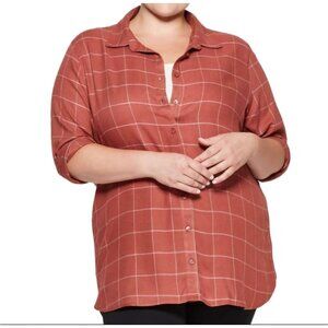 AVA & VIV BLOUSE COLOR ORANGE LONG SLEEVE 100%RAYON SIZE 3X